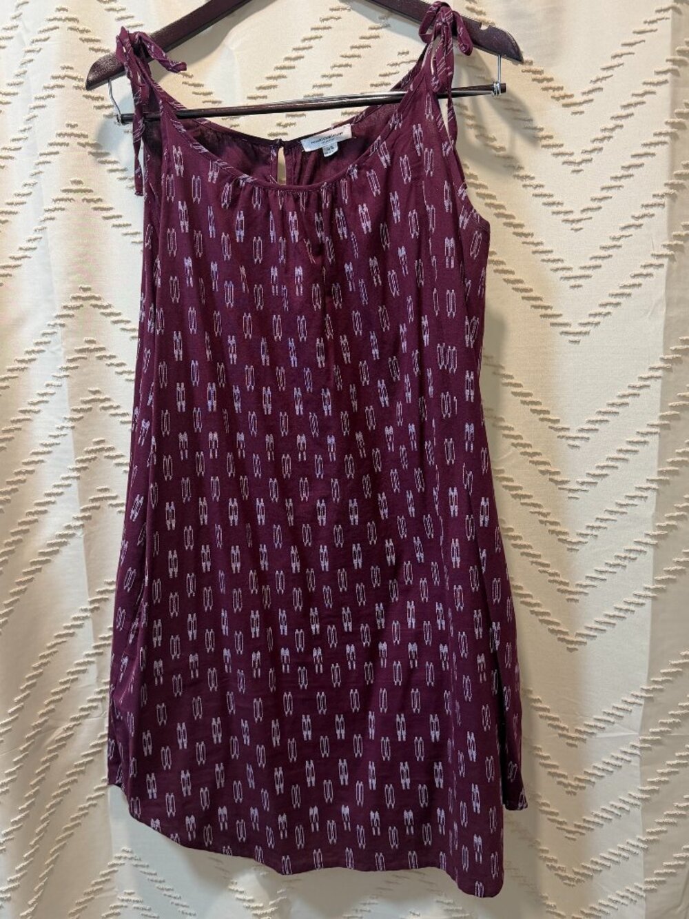 Beach Lunch Lounge Dress L 100% Cotton Pocket Dress Burgundy Boho